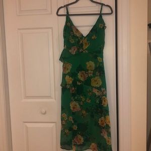 Green floral chiffon dress